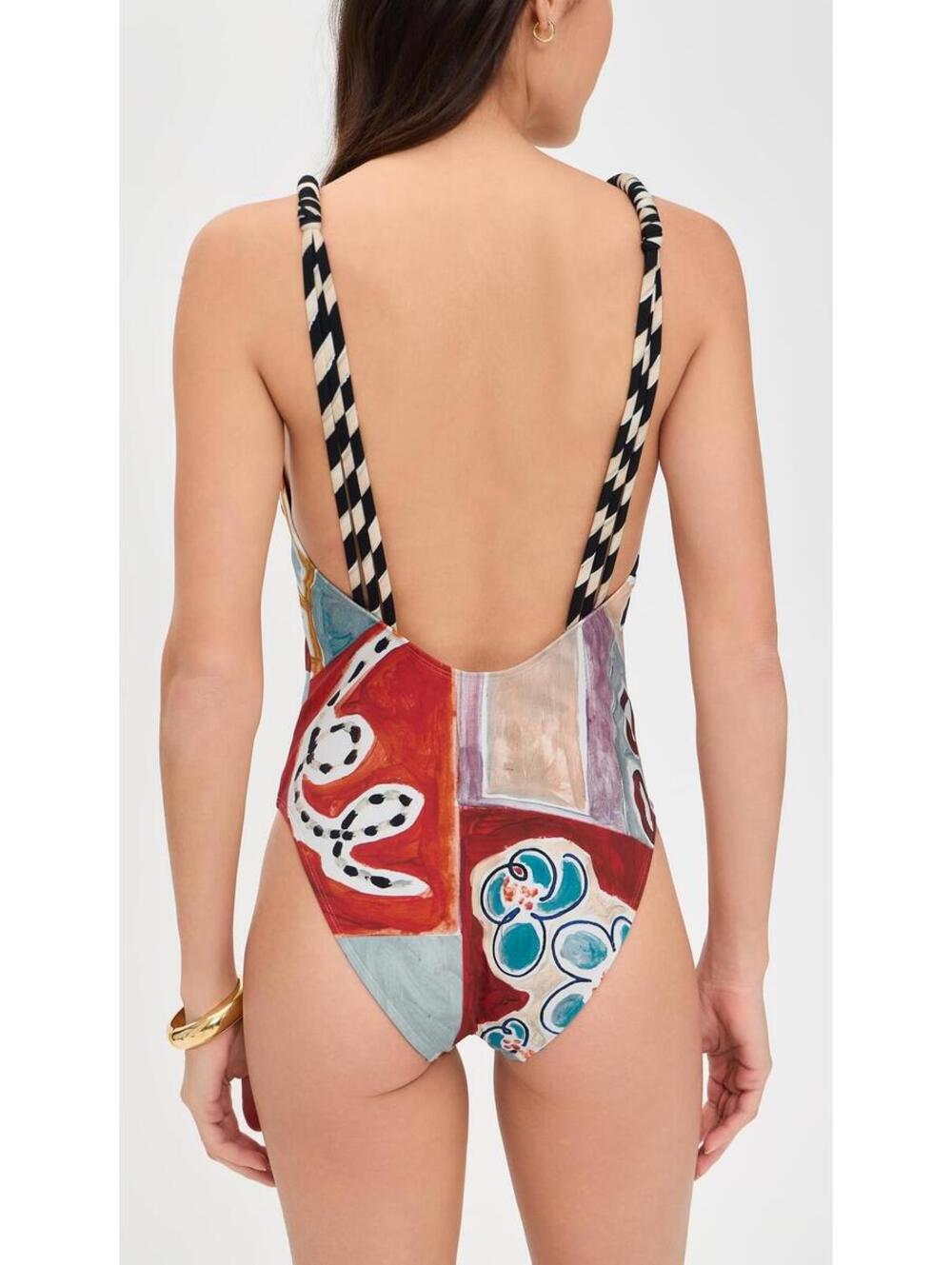 ALÉMAIS Women's Michelle V Neck One Piece, Multi, XL NO BELT - Picture 2 of 9